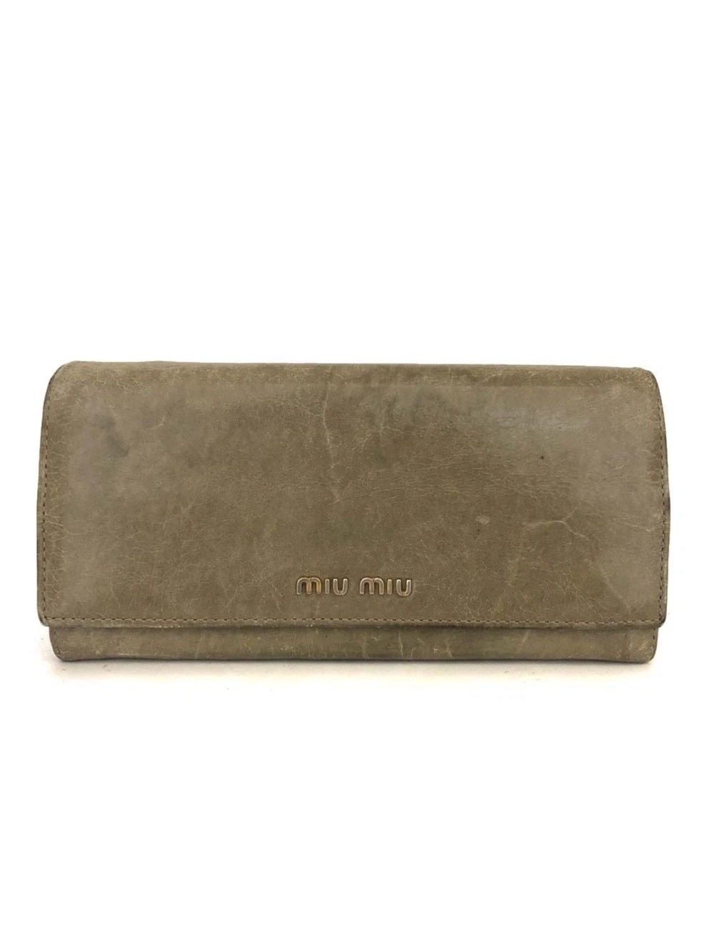 Miu Miu Taupe Gray Leather Flap Long Continental Wallet 👝